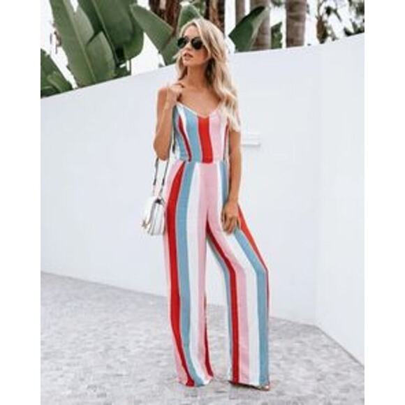 Vici DO+BE Aldrin Colorful Striped Tie Back Jumpsuit - Picture 9 of 10